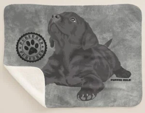 Welpen Rule schwarz Labrador Labor Hund reinrassige grau Sherpa Vlies Überwurfdecke - Bild 1 von 3