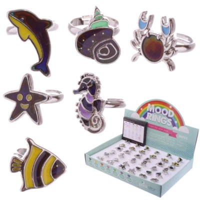 Kids Children Sea Life Animal Mood Ring - Star Sea Horse Crab Snail Dolphin Fish - Image 1 of 4