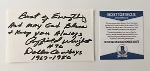 Rayfield Wright Signed Autographed 3x5 Card BAS Beckett Certified Football HOF - Picture 1 of 1