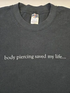 Camiseta vintage 'Body Piercing Saved My Life' Jesus Christian, talla XL (26x31") - Imagen 1 de 20