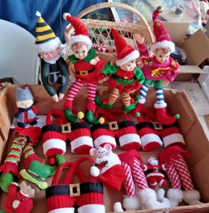 Vintage To New Christmas Pixie Elves, Fabric Pants, Ornaments, Crafts - Picture 1 of 20