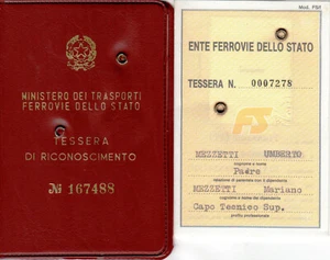 Italien, 90er Jahre, Lot 2 alte Ausweise, National Railways Company - Bild 1 von 3