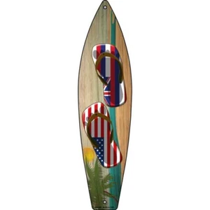 Letrero de bandera de Hawai y tabla de surf de metal de EE. UU. 17"" placa puerta de hogar pared garaje - Imagen 1 de 1