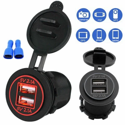 5V 4.2A Dual USB Charger Socket Adapter Power Outlet for Car Motorcycle New CS - Image 1 of 4