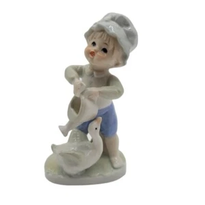Vintage Porcelain Boy With Goose and Watering Can Figurine - Picture 1 of 7