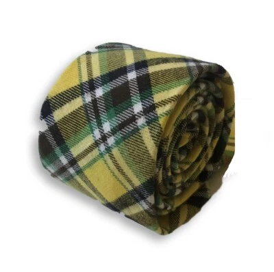Corbata de diseñador para hombre amarillo y verde tweed estilo cuadros algodón por Frederick Thomas Foto 1 de 3