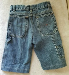 Vintage Tommy Hilfiger Boys 4T Adj Waist Carpenter Embroidered Logo Denim Shorts - Picture 1 of 7