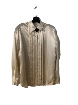 Blusa de esmoquin con botones de satén de la década de 1980 para mujer corbata negra con cuello Foto 1 de 4