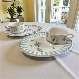 Pfaltzgraff Naturewood Snack Plate with Soup Bowl Cup Set Of 2 - Picture 1 of 24
