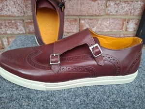 Undandy Men 44 10.5 Monk Strap Oxford Brogue Wing Tip Sneakers Leather Buckle St - Picture 1 of 24