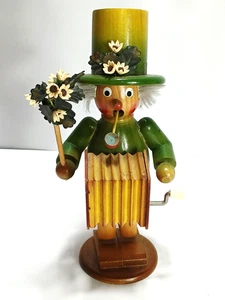 Vtg Steinbach Germany Smoking Organ Grinder with Flowers=Music Works! = 9" tall - Picture 1 of 10