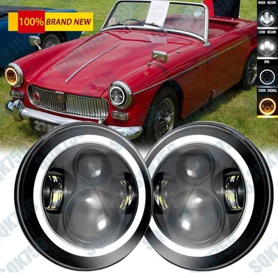 Pair 7inch Round Projector LED Headlights Hi-Lo Beam Fit for MG Midget 1969-1979 - Image 1 of 4