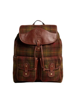 Blazer de cuero de lana a cuadros Ghurka castaño para hombre No. Mochila 278 Nueva $1495 Foto 1 de 4