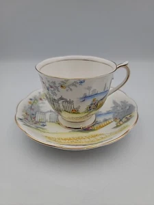 VNTG ROYAL ALBERT BONE CHINA "ROSEDALE" TEETASSE & UNTERTASSE - HANDBEMALT - SIGNIERT - Bild 1 von 6