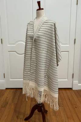 Traditional Mexican rebozo from Oaxca Mex. Mexican shawl,fringed vest!! - Image 1 of 4