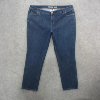 Pantalones de mezclilla Lands' End para mujer 18 azul lavado oscuro pierna recta 5 bolsillos Foto 1 de 4