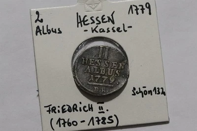 🧭 🇩🇪 GERMANY HESSE-CASSEL 2 ALBUS 1779 SILVER B86 BB11 - Image 1 of 3