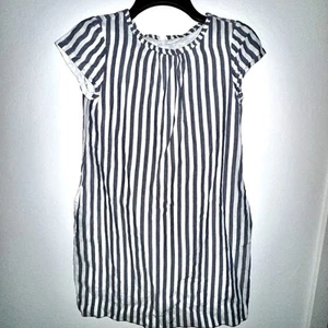 Zara Kids Size 13/14 Striped Blue & White Short Sleeve Lined Shift Dress - Picture 1 of 8