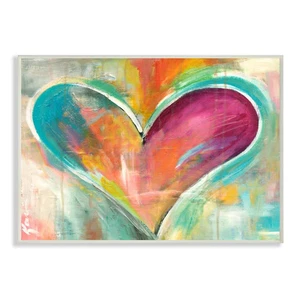 12.5 In. X 18.5 In. "Abstract Colorful Textural Heart Painting" by Artist Kami L - Picture 1 of 6