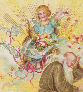 Angel Doves Father Time Tuck New Year Postcard - Picture 1 of 3