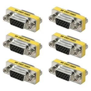 6 Pcs DB15 HD D-Sub 15-Pin VGA SVGA Female to Female Coupler Gender Changer Gold - Picture 1 of 1