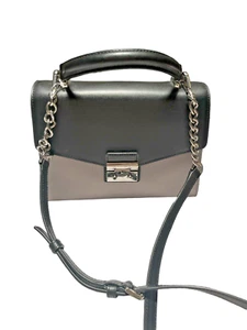 Michael Kors Sloan Pearl Grey Black Top Handle Satchel Messenger Bag $268 - Picture 1 of 13