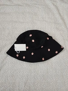 Forever 21 Neu Fischerhut Einheitsgröße Erdbeere Schwarz Neu N5 - Bild 1 von 2