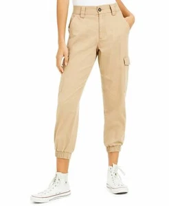 Tinseltown Juniors 100% Cotton Cropped Cargo Jogger Style Pants Khaki Size 15 - Picture 1 of 4