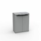 Gartenschrank Kunststoffschrank Gartenbox Mllbox mit Mllsackhalter Grau XL