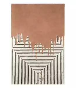 Alfombra acolchada hecha a mano VALENCIA | Alfombra de lana | Alfombra para salón, salón | Color rosa - Imagen 1 de 2