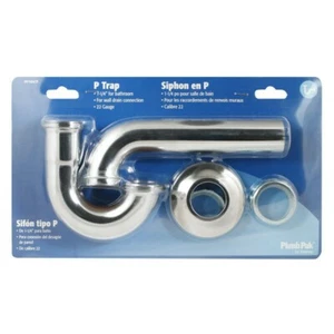 Plumb Pak PP100CP 22 ga. Chrome-Plated Brass Slip Joint P-Trap 1-1/4 Dia. in. - Picture 1 of 1