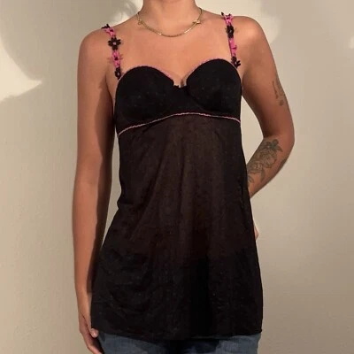 Top lencería babydoll de malla con aros forrada vintage y2k Rampage para mujer pequeña Foto 1 de 4