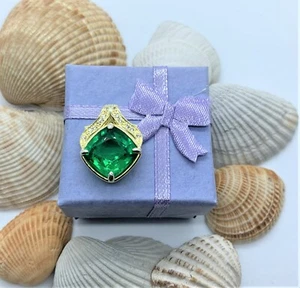 9,06 ct zertifiziert 18k vergoldet Sterling beheizter Smaragd grüner Granat Anhänger - Bild 1 von 12