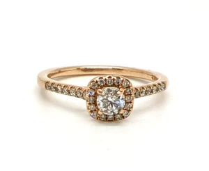 Anillo de compromiso halo de diamantes de oro rosa - Imagen 1 de 8