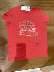 ralph lauren girls size m short sleeve T-shirt coral strawberry size 8-10 girls  - Picture 1 of 1