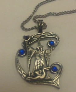 EASTGATE FIRE AND ICE FANTASY NECKLACE JEWELRY WIZARD SILVER PLATED PEWTER - Picture 1 of 5