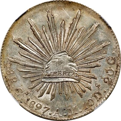 MEXICO CULIACAN  1897-CnAM 8 REALES UNCIRCULATED COIN, NGC CERTIFIED MS61 - Image 1 of 4