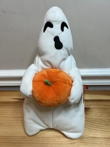 TY Ghoul the Ghost Original Beanie Buddy w/Pumpkin Halloween Plush Stuffed Toy - Picture 1 of 10