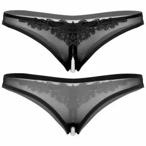 Frauen Mesh durchsichtig G-String Tanga offener Schritt Slips Unterwäsche Sexy - Bild 1 von 50