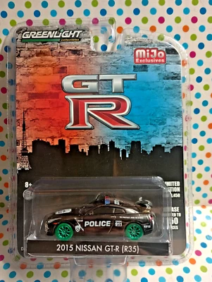 GREENLIGHT MIJO ЭКСКЛЮЗИВЫ 2015 NISSAN GT-R (R35) ЗЕЛЕНЫЙ МАШИНА ПОЛИЦИИ НОВЫЙ - Изображение 1 из 4
