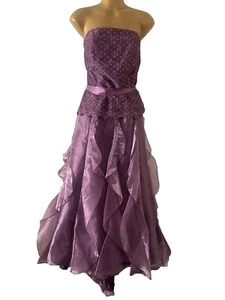Gunne Sax VTG Y2K Sparkle Maxi Prom Dress Asymmetrical Train Floral Fairy Sz 13 - Picture 1 of 18