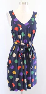Marc by Marc Jacobs Navy Blue Colorful Polka Dot Print Knit Dress Size XS V Neck - Picture 1 of 6