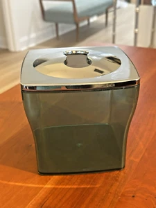 Vintage Heavy Lucite Tissue Box Cover with Chrome Lid – Smoky Green Blue - Picture 1 of 9