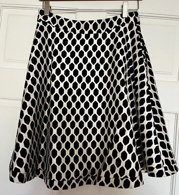 (DVF) Diane von Fürstenberg Talla 4 Mujer Lana/Seda Línea A Falda Acampanada B/N Foto 1 de 4