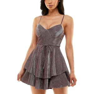 B. Darlin Womens Purple Tiered Cocktail and Party Dress Juniors 1/2 BHFO 6118 - Picture 1 of 2