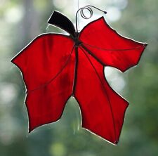 Stained Glass Red Maple Leaf Sun Catcher
