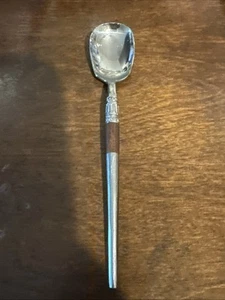 Vintage EVERBRITE DELUXE stainless Wood Accent Japan EVS14 Sugar Spoon - Picture 1 of 7