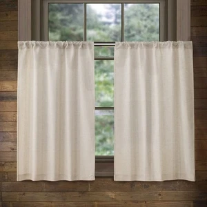 Linen Kitchen Curtains 36 Inch Length Rustic Farmhouse Crude Short Cafe Curta... - Picture 1 of 7