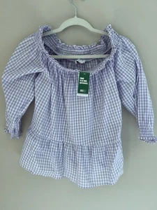 Papaya Top Size 12 Purple White Check Cotton Summer Casual Holiday NWT - Picture 1 of 8