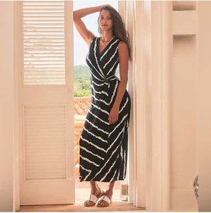 Tommy Bahama Negro Blanco Clara Imitación Abrigo Maxi Vestido Mujer Talla XL - Imagen 1 de 10